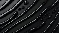 Abstract black liquid flowing lines with droplets creating dynamic waves and curves on dark surface for modern design backgrounds.