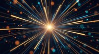 Dynamic starburst explosion with radial light rays and glowing particles on dark background for motion graphics and digital art projects.