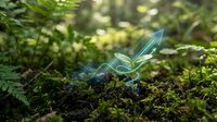 Glowing upward arrow emerging from moss and soil, symbolizing growth, progress, and financial success in nature-based business concepts.
