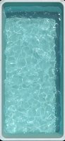 Aerial view of swimming pool with sunlight reflections creating abstract patterns on turquoise water surface, suitable for summer and resort designs.