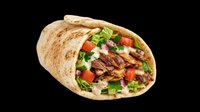 Grilled chicken wrap filled with fresh vegetables, lettuce, and sauce, isolated on transparent background. Ready for menu design, food packaging, restaurant marketing, print-on-demand products, and culinary graphics.