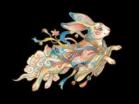 Decorative rabbit with ornate patterned body featuring swirling designs, isolated on transparent background. Ready for t-shirts, stickers, clipart, sublimation, and print-on-demand projects.