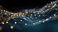 Warm golden string lights creating magical bokeh effect against dark blue background for festive decoration and ambient lighting design projects.