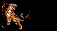 Roaring tiger with red and gold watercolor splashes isolated on transparent background, ready for t-shirt design, clipart, stickers, and print-on-demand products.