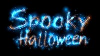 Spooky Halloween text with glowing electric blue and orange lightning effects on black background for holiday designs and seasonal promotions.