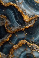 Luxurious dark blue agate stone texture with golden veins creating abstract natural pattern, suitable for luxury interior design and packaging backgrounds.