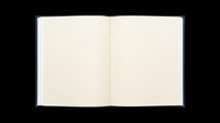 Open hardcover book with blank cream pages, isolated on transparent background. Ready for clipart, stickers, t-shirt design, print on demand, and sublimation projects.