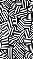 Abstract black and white geometric seamless pattern with overlapping striped shapes creating dynamic visual texture for modern design backgrounds.