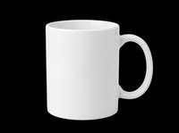 White ceramic coffee mug isolated on transparent background, ready for sublimation, print on demand, mockup, and custom drinkware design use.