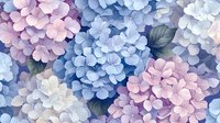Delicate hydrangea flowers in soft pink and blue pastel colors with green leaves create romantic floral pattern for wedding designs and spring decorations.