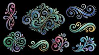 Colorful decorative swirl ornaments set isolated on transparent background, ready for stickers, t-shirt design, sublimation, clipart, and print on demand use.