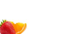 Fresh strawberry and orange slice on white background isolated for healthy food design and nutrition concepts.