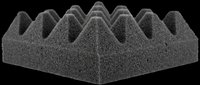 Acoustic foam pyramid panel isolated on transparent background, ready for soundproofing design projects, studio setups, and audio equipment mockups.