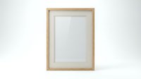 Empty wooden picture frame with white mat on neutral background ready for artwork display and home decor projects.