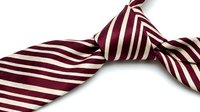Burgundy and white striped bow tie with knot detail on white background, suitable for formal wear, fashion, and menswear design projects.