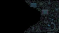 Digital circuit board pattern with electronic components and microchips on black background for technology design projects.