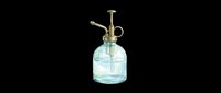Vintage glass plant mister with brass pump mechanism, isolated on transparent background. Ready for design use on t-shirts, clipart, stickers, print-on-demand products, and sublimation projects.