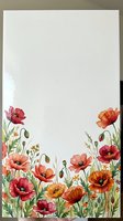 Watercolor poppy flowers border frame with copy space for text on textured paper background for greeting cards and invitations.