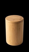 Bamboo storage container with wooden lid isolated on transparent background, ready for design use on t-shirts, stickers, print-on-demand products, and digital crafts.