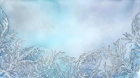 Frost patterns and ice crystals forming delicate borders on frozen window glass with soft blue and white gradient background, suitable for winter themes and seasonal design projects.