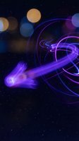 Abstract purple energy waves flowing through cosmic space with glowing orbs and starfield background for futuristic technology designs.