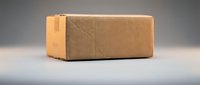 Sealed brown cardboard shipping box on a neutral gray background, representing delivery, packaging, and e-commerce logistics concepts.