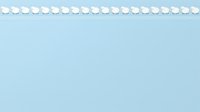 Soft blue background with white decorative scalloped border trim at top, seamless pattern tiles into single background for design projects.