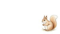 Cute cartoon squirrel sitting with fluffy tail on white background, isolated woodland animal character for children's designs and educational materials.