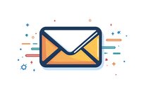 Yellow envelope icon with decorative elements and motion lines on white background, modern minimalist design style for email and messaging concepts.