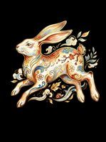 Decorative rabbit with ornamental floral patterns and swirling details, isolated on transparent background. Ready for t-shirt design, clipart, stickers, sublimation, and print-on-demand products.