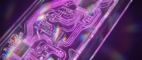 Futuristic purple circuit board with glowing electronic pathways and components for technology and digital innovation concepts in modern design projects.