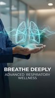 Businessman holding holographic lungs projection in modern office representing advanced respiratory wellness and healthcare technology solutions.