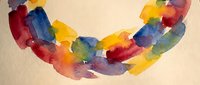 Watercolor rainbow chain links painted in vibrant colors on textured paper background. Abstract artistic design for creative projects and decorations.