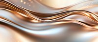 Luxurious flowing metallic waves create elegant abstract background with smooth curves and glossy reflections in silver and copper tones. Suitable for luxury branding.