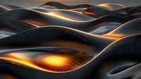Glowing abstract waves with golden light effects on dark background create dynamic flowing motion pattern. Modern design for luxury backgrounds.