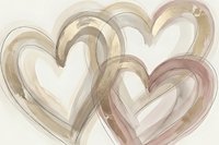 Watercolor hearts in soft beige and pink tones on light background for romantic designs, wedding invitations, Valentine's Day cards and love-themed projects.