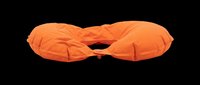 Orange inflatable neck pillow isolated on transparent background, ready for travel product design, t-shirt graphics, print-on-demand merchandise, and sublimation projects.