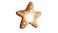 Brown watercolor star shape with white polka dots painted in loose artistic style on isolated background, suitable for holiday designs and decorative projects.