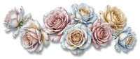 Elegant pastel roses in soft pink, blue and cream tones isolated on transparent background for romantic wedding invitations, floral design projects.
