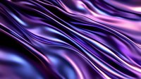 Flowing waves of purple and blue silk-like texture create dynamic abstract background with smooth glossy ripples and elegant metallic sheen. Luxury design element.
