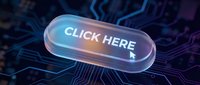 Glowing click here button with cursor on dark circuit board background, futuristic UI design element for technology, web, and digital projects.