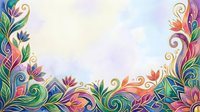 Colorful ornamental floral border with swirling leaves and blooms in vibrant hues, isolated on white background, ready for design projects, invitations, and decorative layouts.