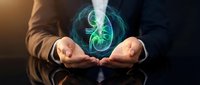 Businessman hands protecting glowing kidney organ hologram. Medical healthcare insurance concept for urology treatment and organ protection services.