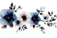 Watercolor floral arrangement with blue and white flowers on transparent background, isolated botanical elements for wedding invitations and crafts.