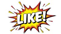 Comic book style burst with LIKE text in bold letters. Pop art explosion bubble with yellow and red colors on white background for social media designs.