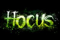 Glowing green word focus on black background with light effects and paint splash texture, modern typography design for motivation and concentration concept.