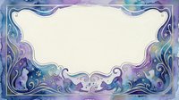 Ornate decorative frame with swirling patterns in purple, blue and teal watercolor gradients on cream background for elegant design projects.