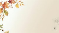 Autumn leaves and spider web on isolated beige background, ready for seasonal design projects, greeting cards, and fall-themed marketing materials.