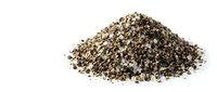 Organic chia seeds pile isolated on white background for healthy nutrition superfood cooking baking smoothies breakfast cereals dietary supplements.