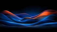 Abstract wavy lines in vibrant orange and deep blue create dynamic flowing curves against dark background, suggesting motion and energy in modern design.